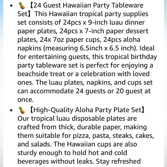 🍍Hawaiian laua Themed Party Supplies Set - Picture 5 of 6